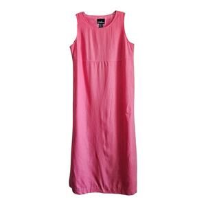 POSITIVE ATTITUDE Women's 14 Dress Linen Blend Pink Midi Sleeveless Lined